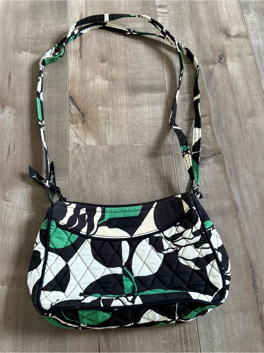 Vera Bradley Little Crossbody Imperial Rose Y2K Floral Black White Green
